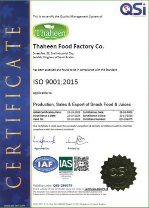 ISO 9001:2015 certificate